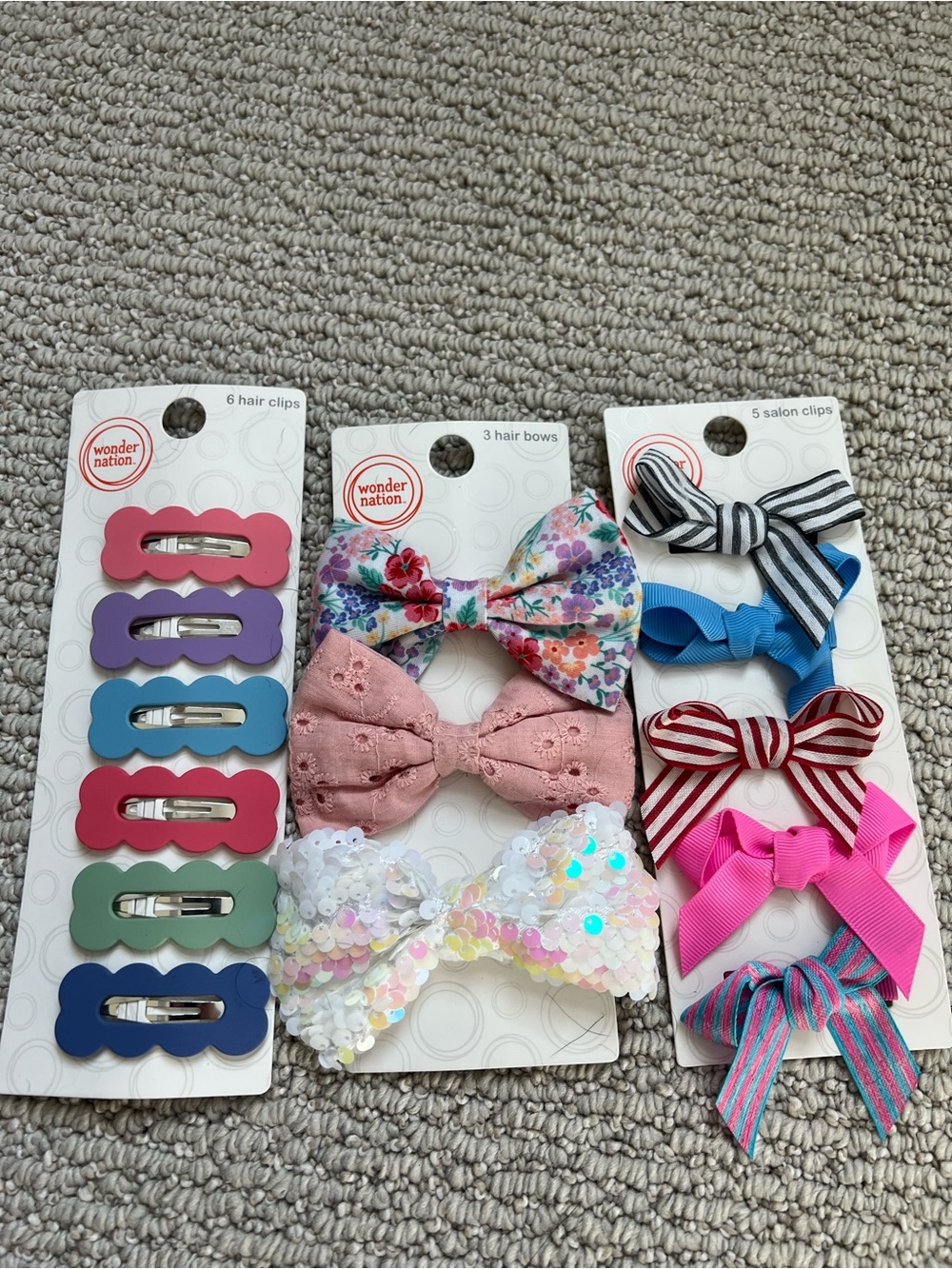 Wonder Nation Kids Hair Bow and Clip Set - NEW $9